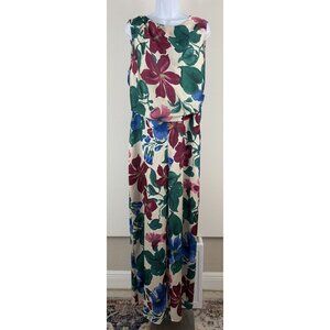 ZARA Floral Print Sleeveless Blousen Wide Leg Keyhole Back Jumpsuit Sz XL